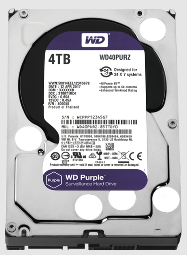 [AWD4TB] Disco Duro HDD 4TB WESTERN DIGITAL PURPLE sata 6Gb/s WD11PURZ
